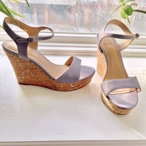 Anthropologie wedge cork sandals lavender